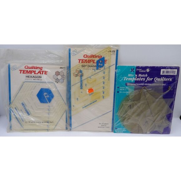 Set Of 3 Quilting Templates: EZ Quilting Hexagon & 60º Diamond June Tailor Mix & - Picture 1 of 4